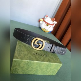GUCCI Двойной пояс шириной 3,7 см, одна сторона из кожи Gucci Sig
