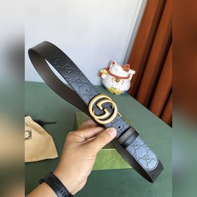 GUCCI Двойной пояс шириной 3,7 см, одна сторона из кожи Gucci Sig