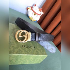 GUCCI Двойной пояс шириной 3,7 см, одна сторона из кожи Gucci Sig