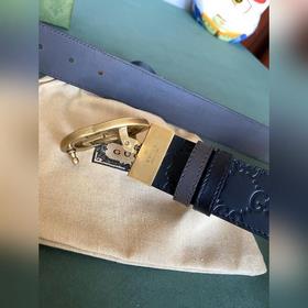 GUCCI Двойной пояс шириной 3,7 см, одна сторона из кожи Gucci Sig