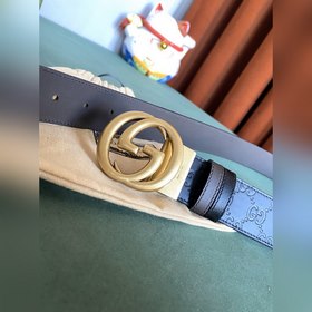 GUCCI Двойной пояс шириной 3,7 см, одна сторона из кожи Gucci Sig