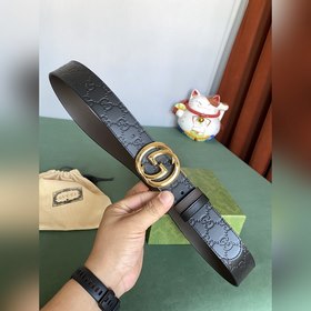GUCCI Двойной пояс шириной 3,7 см, одна сторона из кожи Gucci Sig