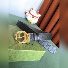 GUCCI Двойной пояс шириной 3,7 см, одна сторона из кожи Gucci Sig