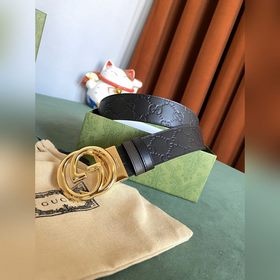 GUCCI Двойной пояс шириной 3,7 см, одна сторона из кожи Gucci Sig