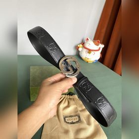 Gucci 4,0 см широкий ремень из тисненной кожи с принтом из серии 