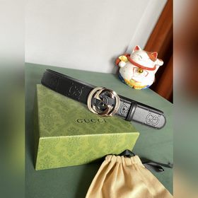 Gucci 4,0 см широкий ремень из тисненной кожи с принтом из серии 