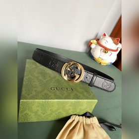 Gucci 4,0 см широкий ремень из тисненной кожи с принтом из серии 
