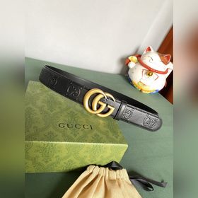 Gucci 4,0 см широкий ремень из тисненной кожи с принтом из серии 