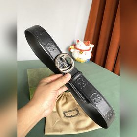 Gucci 4,0 см широкий ремень из тисненной кожи с принтом из серии 