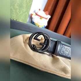 Gucci 4,0 см широкий ремень из тисненной кожи с принтом из серии 
