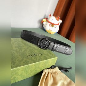 Gucci 4,0 см широкий ремень из тисненной кожи с принтом из серии 