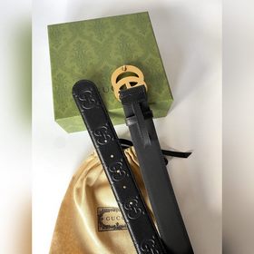 Gucci 4,0 см широкий ремень из тисненной кожи с принтом из серии 