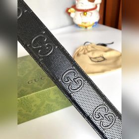 Gucci 4,0 см широкий ремень из тисненной кожи с принтом из серии 