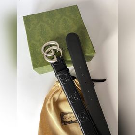 Gucci 4,0 см широкий ремень из тисненной кожи с принтом из серии 