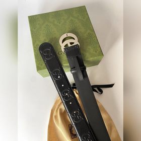 Gucci 4,0 см широкий ремень из тисненной кожи с принтом из серии 