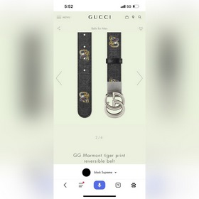 Gucci, ширина 3,0 см, новый двусторонний кожаный ремень с принтом