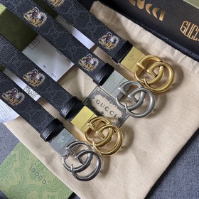 Gucci, ширина 3,0 см, новый двусторонний кожаный ремень с принтом