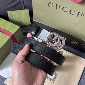 Gucci, ширина 3,0 см, новый двусторонний кожаный ремень с принтом