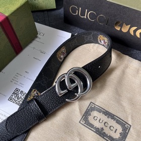 Gucci, ширина 3,0 см, новый двусторонний кожаный ремень с принтом
