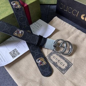 Gucci, ширина 3,0 см, новый двусторонний кожаный ремень с принтом