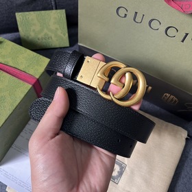 Gucci, ширина 3,0 см, новый двусторонний кожаный ремень с принтом