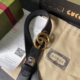 Gucci, ширина 3,0 см, новый двусторонний кожаный ремень с принтом