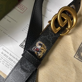 Gucci, ширина 3,0 см, новый двусторонний кожаный ремень с принтом