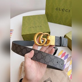 Новейшая модель Gucci из серой парусины и серой кожи с рисунком с