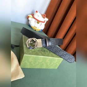 GUCCI Двойной пояс шириной 3,7 см, одна сторона из кожи Gucci Sig