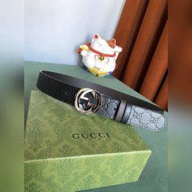 GUCCI Двойной пояс шириной 3,7 см, одна сторона из кожи Gucci Sig