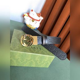 GUCCI Двусторонний пояс шириной 3,7 см, одна сторона из кожи Gucc