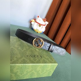 GUCCI Двусторонний пояс шириной 3,7 см, одна сторона из кожи Gucc