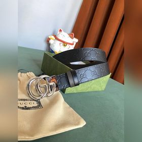 GUCCI Двойной пояс шириной 3,7 см, одна сторона из кожи Gucci Sig