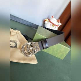 GUCCI Двойной пояс шириной 3,7 см, одна сторона из кожи Gucci Sig