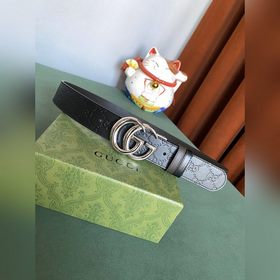 GUCCI Двойной пояс шириной 3,7 см, одна сторона из кожи Gucci Sig