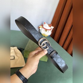 GUCCI Двойной пояс шириной 3,7 см, одна сторона из кожи Gucci Sig