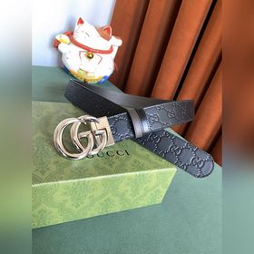 GUCCI Двойной пояс шириной 3,7 см, одна сторона из кожи Gucci Sig