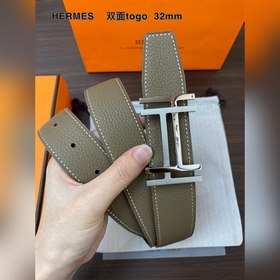 Hermes-H BELT BUCKLE & REVERSIBLE LEATHER STRAP 32 мм, синхро