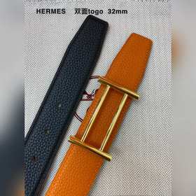 Hermes-H BELT BUCKLE &amp; REVERSIBLE LEATHER STRAP 32 мм, синхро