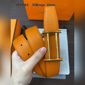 Hermes-H BELT BUCKLE & REVERSIBLE LEATHER STRAP 32 мм, синхро