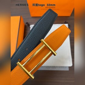 Hermes-H BELT BUCKLE & REVERSIBLE LEATHER STRAP 32 мм, синхро