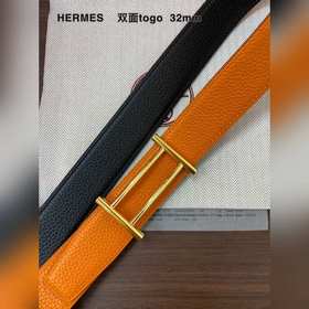 Hermes-H BELT BUCKLE & REVERSIBLE LEATHER STRAP 32 мм, синхро