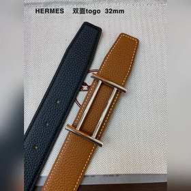 Hermes-H BELT BUCKLE &amp; REVERSIBLE LEATHER STRAP 32 мм, синхро