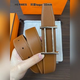 Hermes-H BELT BUCKLE & REVERSIBLE LEATHER STRAP 32 мм, синхро