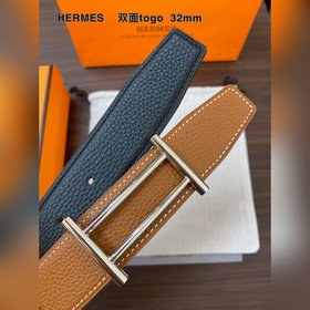 Hermes-H BELT BUCKLE & REVERSIBLE LEATHER STRAP 32 мм, синхро