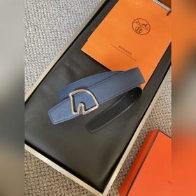 Двусторонний пояс Hermès Box/Togo из телячьей кожи с палевой пряж