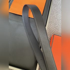 Двусторонний пояс Hermès Box/Togo из телячьей кожи с палевой пряж