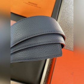 Двусторонний пояс Hermès Box/Togo из телячьей кожи с палладиевой 