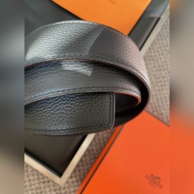Двусторонний пояс Hermès Box/Togo из телячьей кожи с палевой пряж