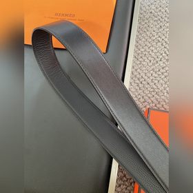 Двусторонний пояс Hermès Box/Togo из телячьей кожи с палевой пряж
